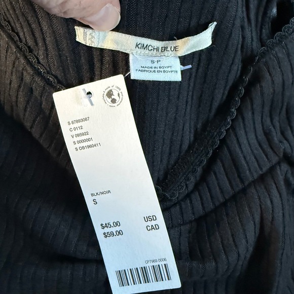 Urban Outfitters Kimchi Blue NWT Black Ribbed Lace Trim Top Long Sleeve Small - Picture 2 of 4